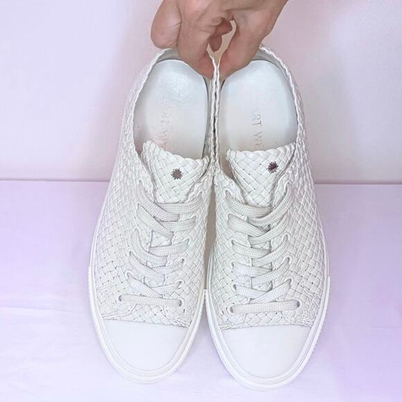 Stuart Weitzman Wova Low Top Sneaker Women's 9 | White | Woven Leather | EUC - Picture 10 of 10